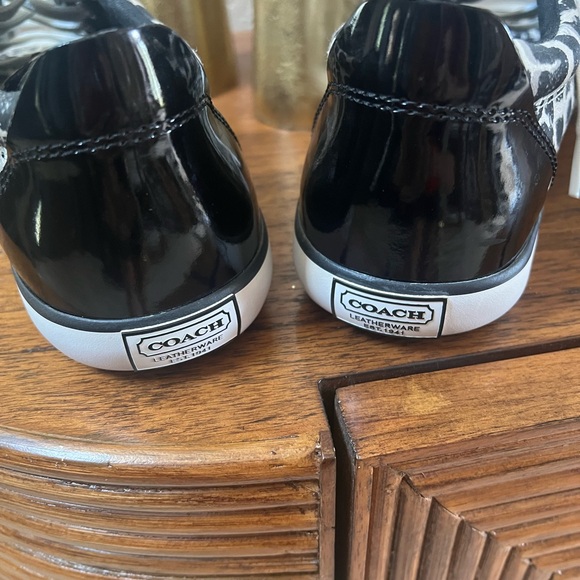 Coach Black and White Leopard Print Sneakers - Picture 5 of 16